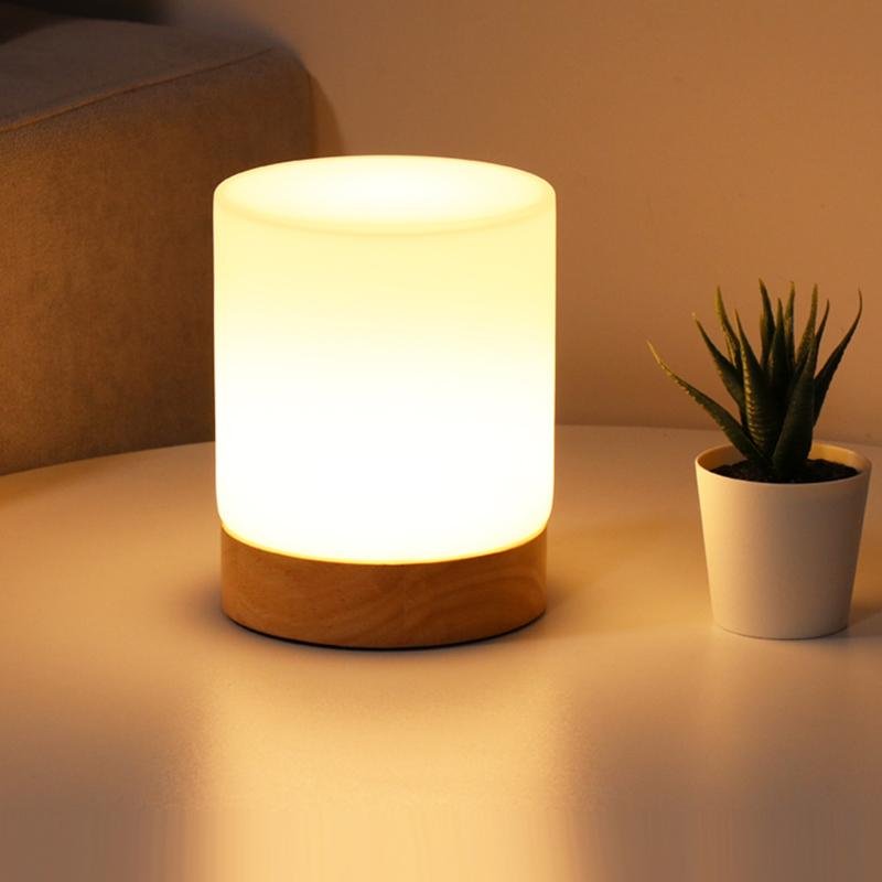 LumiGlow - Mini Glass Cylinder Table Lamps with Touch-Open Function for 360-Degree Lighting for Reading and Nighttime 