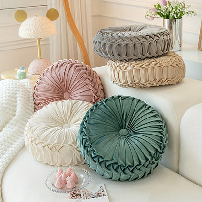 PumpkinVelvet - Round Cushion of Soft Velvet for Living Room and Office 