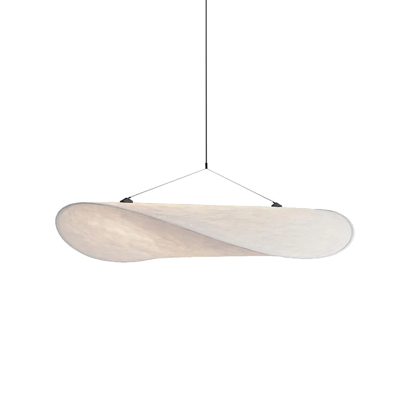 Renée Modern LED Pendant Lamp of Metal and Artificial Silk in White for Sleeping