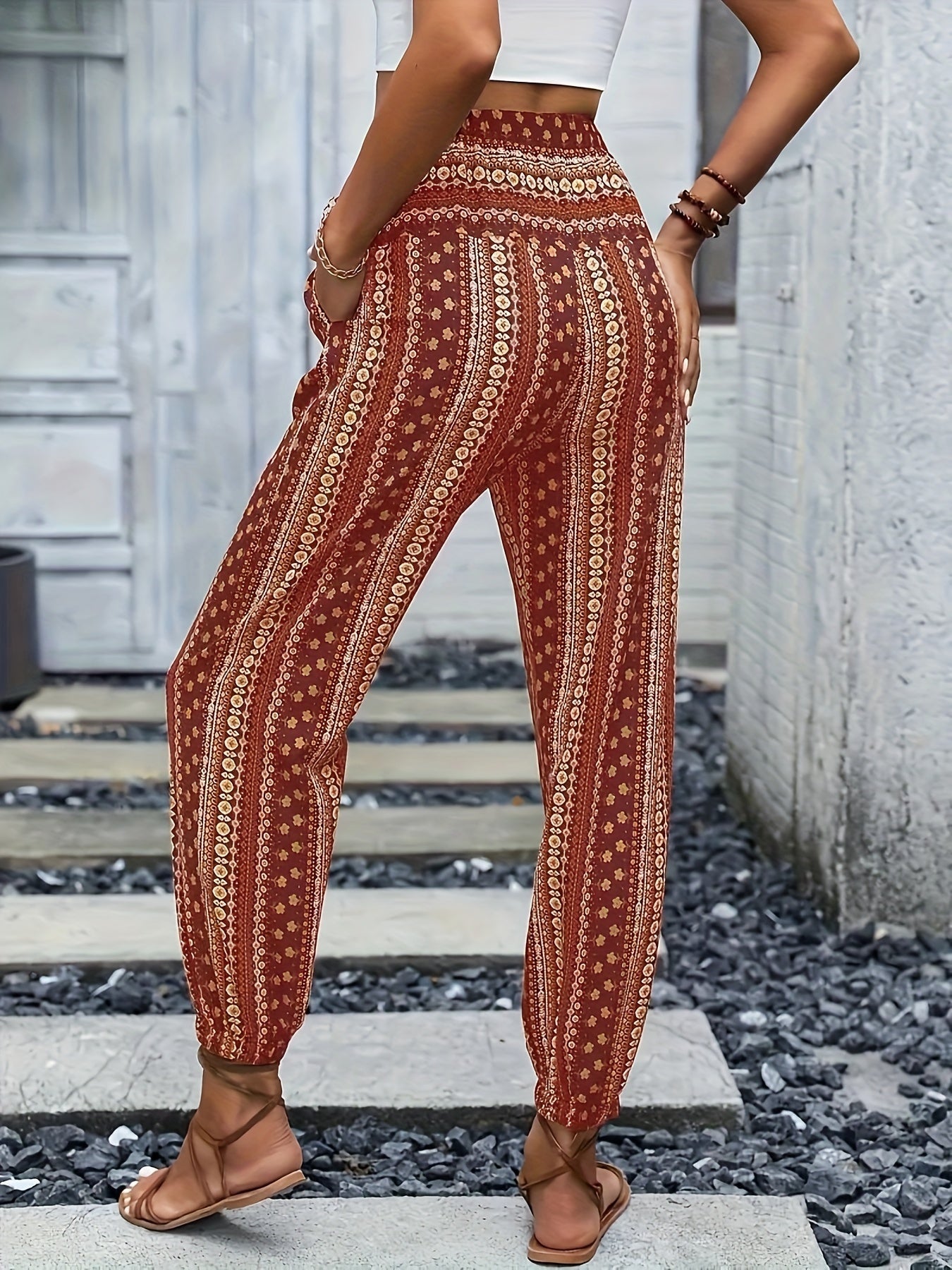 BohoBries | High-Waist Printed Trousers