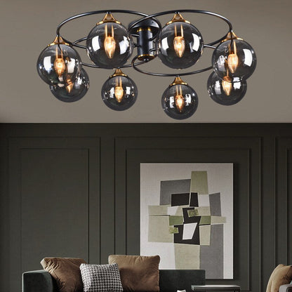 ValentinaLuxe - Vintage round smoked glass chandelier 