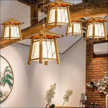 Eastern Retreat Bamboo Chandelier 