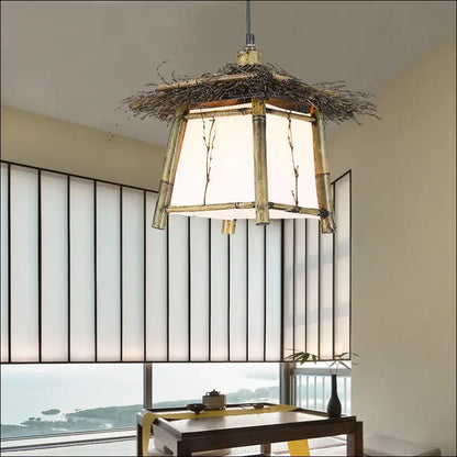 Eastern Retreat Bamboo Chandelier 