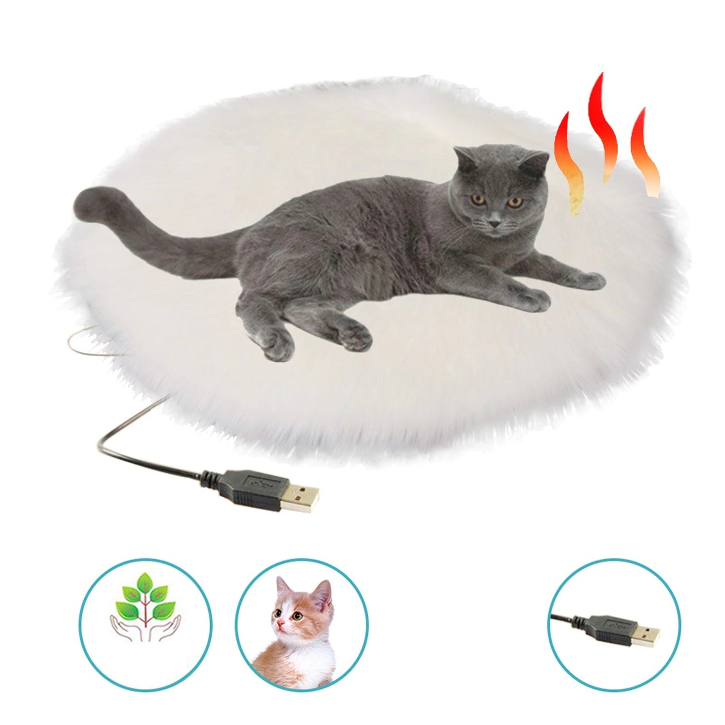 USB Verwarmd Pluche Kattenbed - Constante Temperatuur & Draagbaar Winterkussen