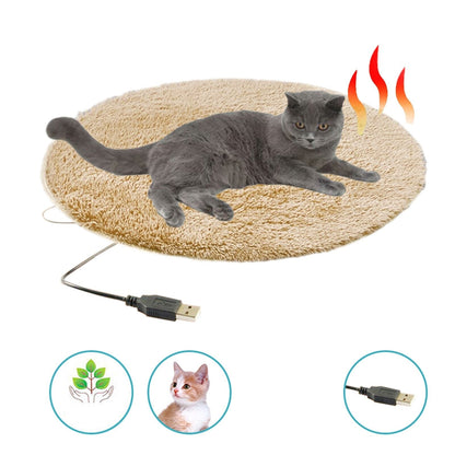 USB Verwarmd Pluche Kattenbed - Constante Temperatuur & Draagbaar Winterkussen