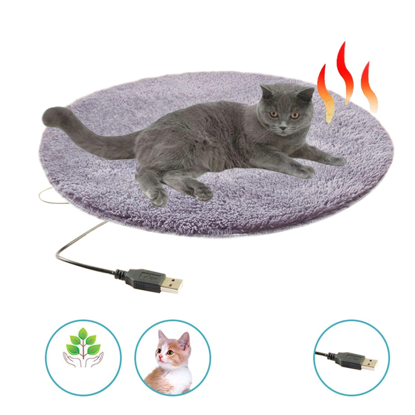 USB Verwarmd Pluche Kattenbed - Constante Temperatuur & Draagbaar Winterkussen