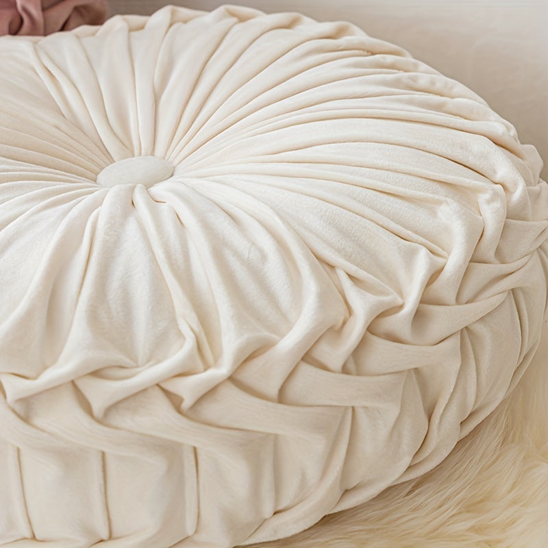 PumpkinVelvet - Round Cushion of Soft Velvet for Living Room and Office 