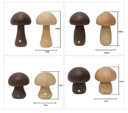 LUMONIGHT | Wooden Mushroom LED Night Light with Touch Switch | Atmospheric Lighting | Child Friendly 