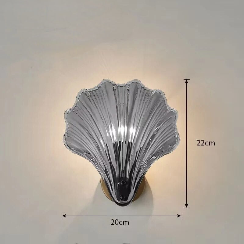 CoralGlimmer - Shell Shaped Glass Wall Lamp 