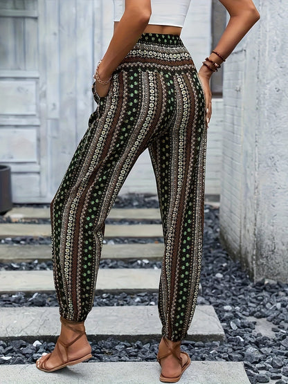 BohoBries | High-Waist Printed Trousers