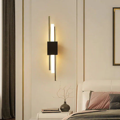 LuminArt - Stylish Black/Gold LED Wall Lamp for Bedroom 