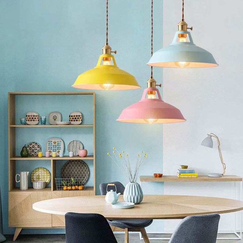 Morandi Modern LED Metal Pendant Lamp for Colorful Sleep 