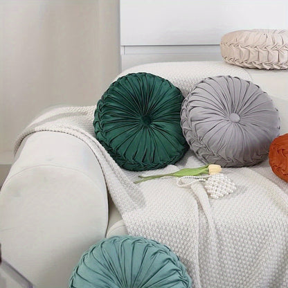 PumpkinVelvet - Round Cushion of Soft Velvet for Living Room and Office 