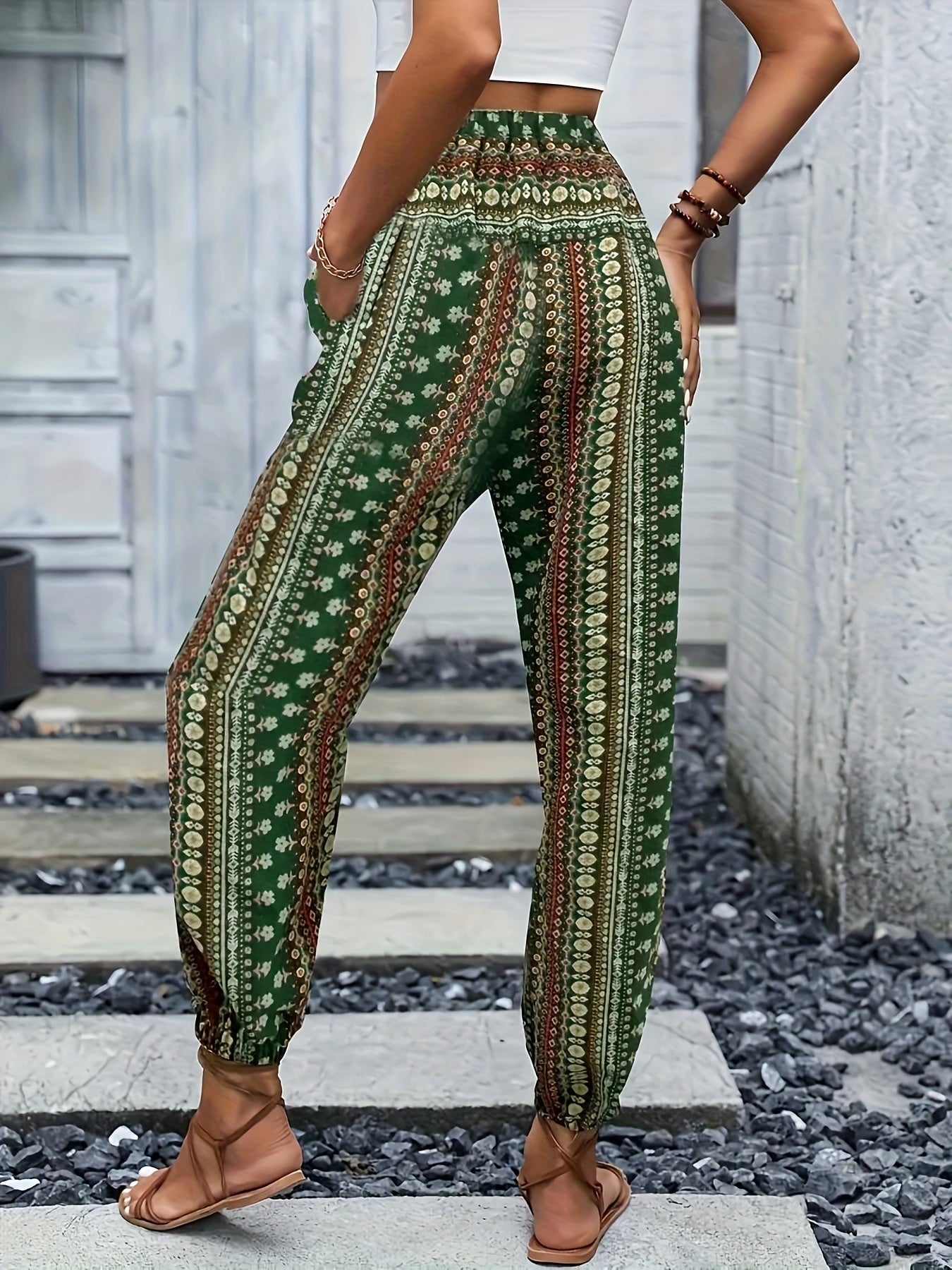 BohoBries | High-Waist Printed Trousers