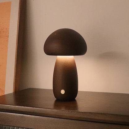 LUMONIGHT | Wooden Mushroom LED Night Light with Touch Switch | Atmospheric Lighting | Child Friendly 