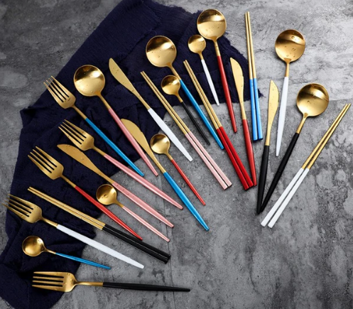 Luxury Stainless Steel 24-Piece Gold-Silver Cutlery Set 