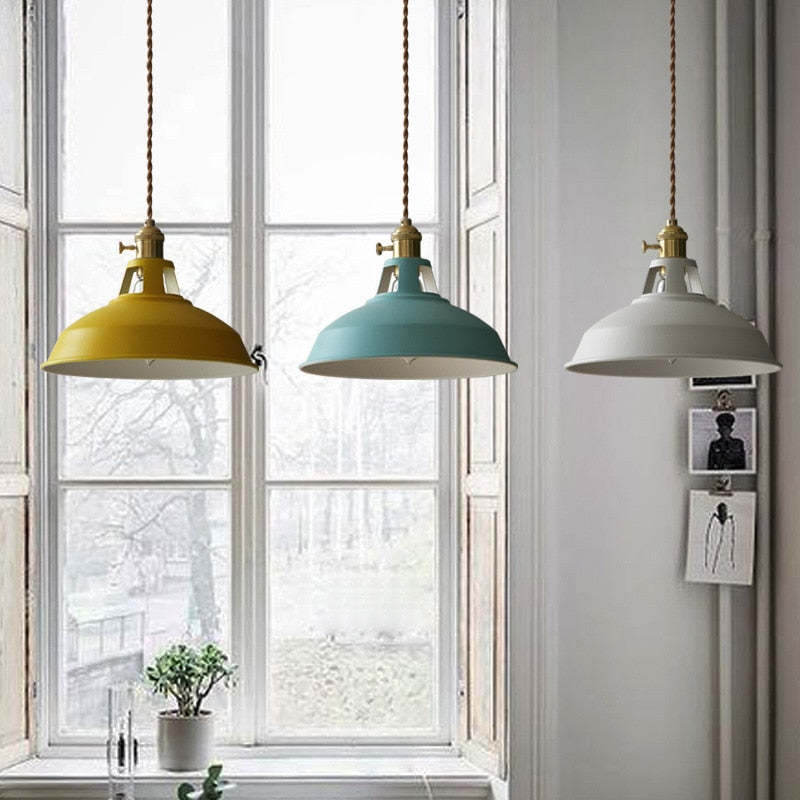 Morandi Modern LED Metal Pendant Lamp for Colorful Sleep 