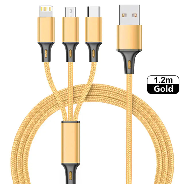 3-in-1 USB Kabel Type C – Universele Oplaad- en Gegevenskabel