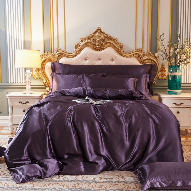 Luxury Silk Bedding Set - 4 Pieces (1 Flat Sheet + 1 Duvet Cover + 2 Pillowcases) 