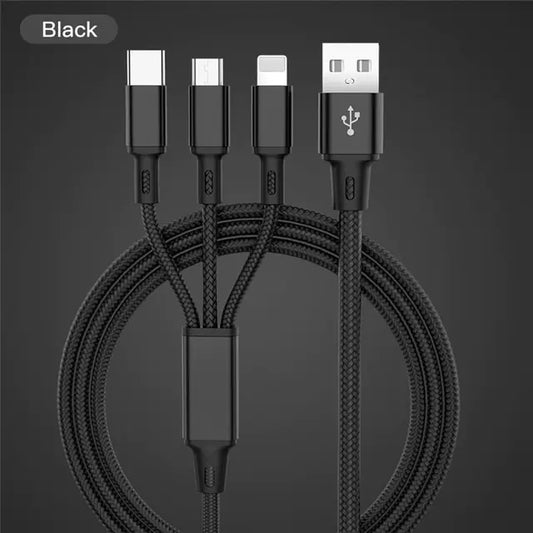 3-in-1 USB Cable for iPhone and Android