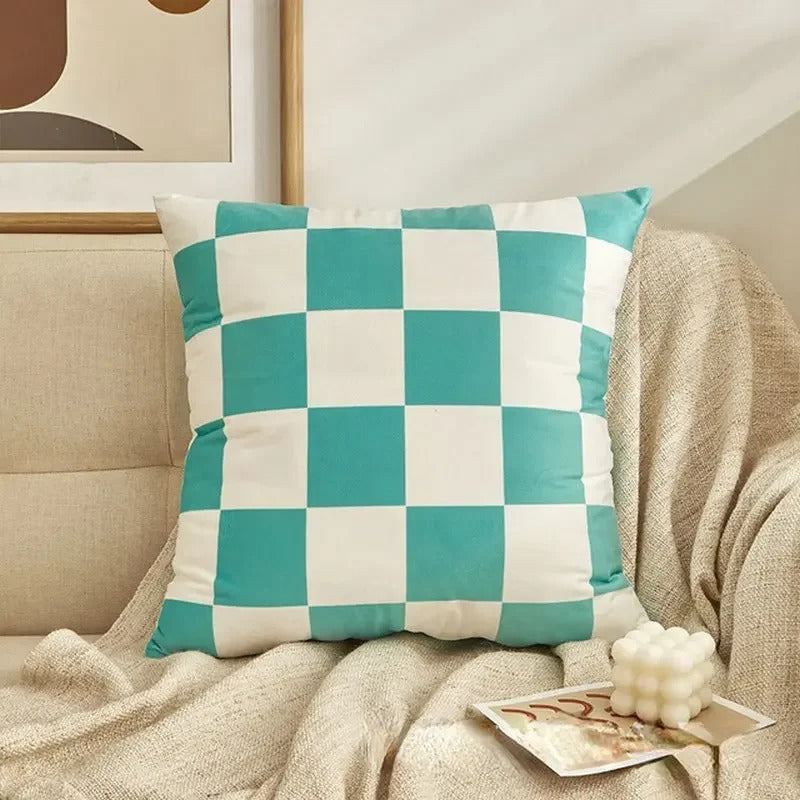 Fashion Checkerboard Plaid Cushion Cover – Retro Decor for Any Room