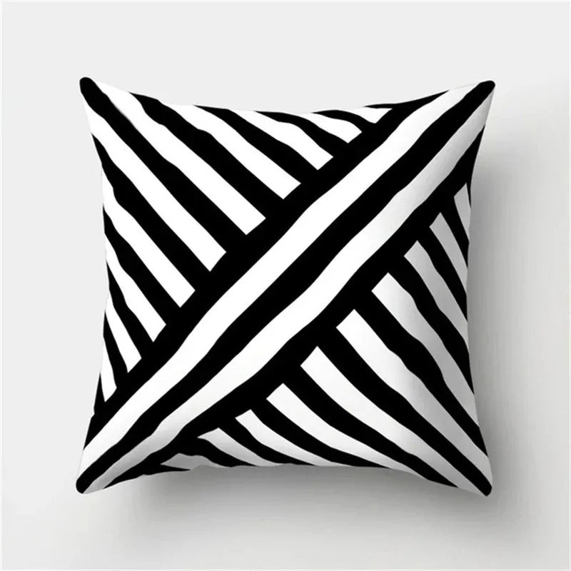 Black and White Geometric Cushion Cover – Elevate Your Home Decor with Chic Style