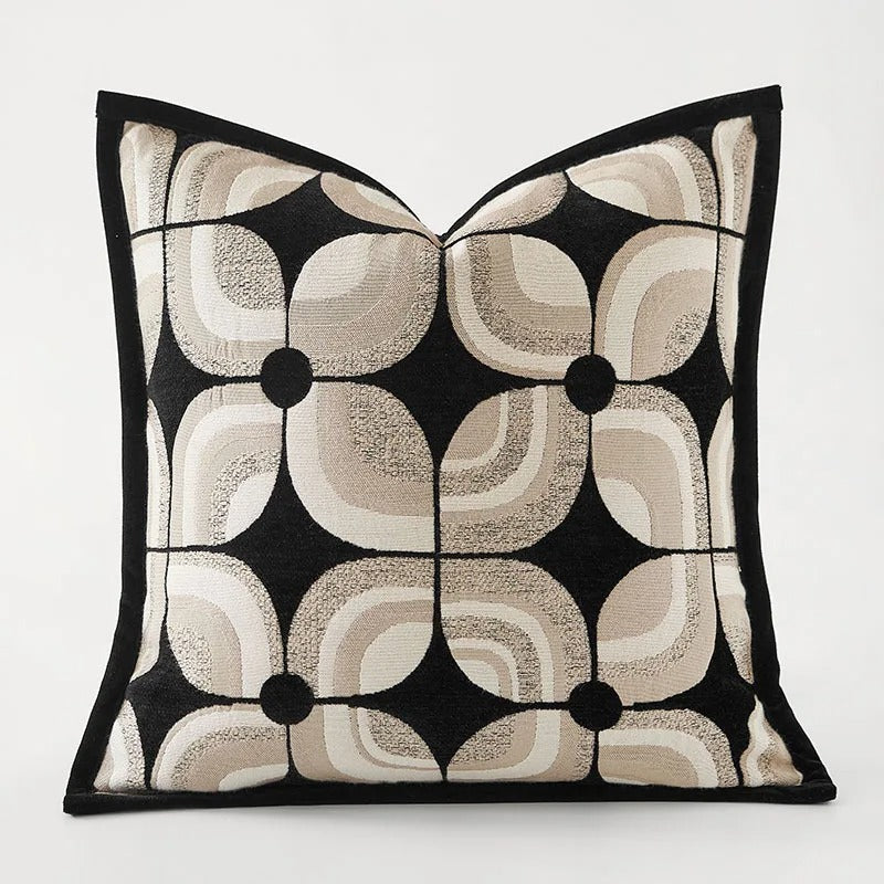 Black Khaki Geometric Cushion Cover – Modern Decorative Cushion Cover