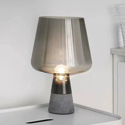 Leimu Table Lamp - Amber Glass and Concrete Base