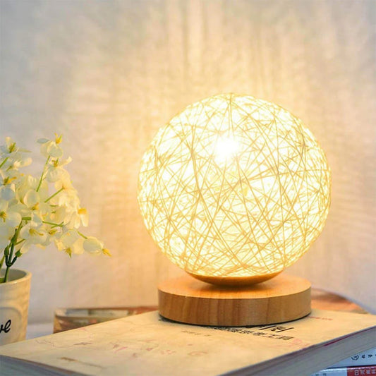 LED Table Lamp in Rattan - Dimmable and Handcrafted for a Nighttime Atmosphere