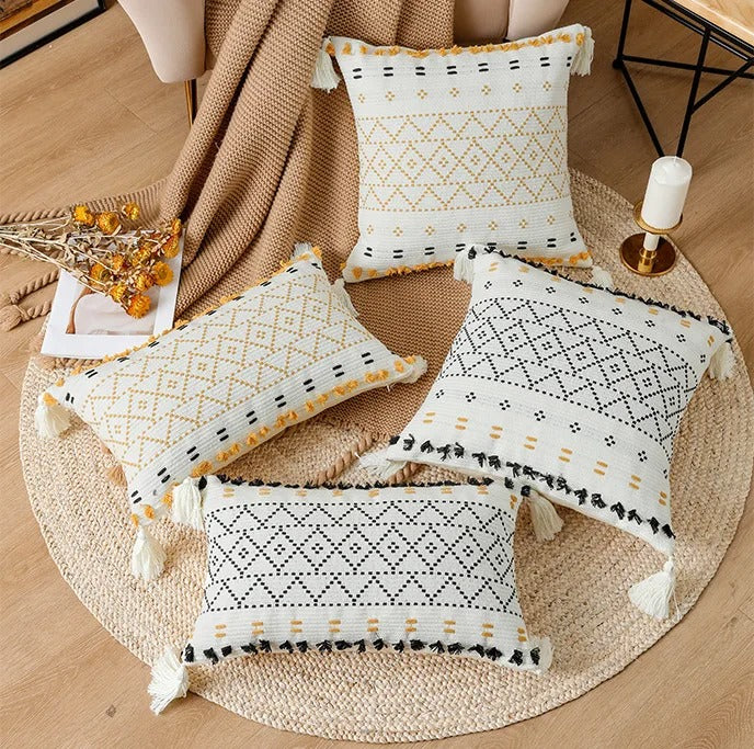 Boho Tufted Cushion Cover – With Tassels