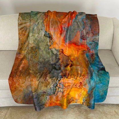 Sherpa Fleece Blanket with Abstract Art