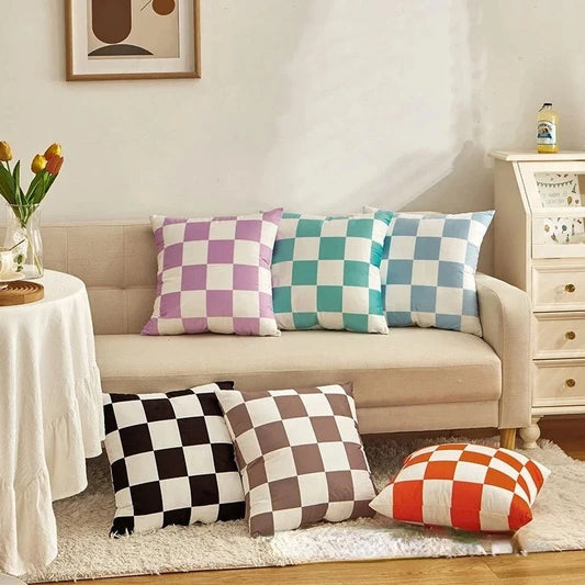 Fashion Checkerboard Plaid Cushion Cover – Retro Decor for Any Room