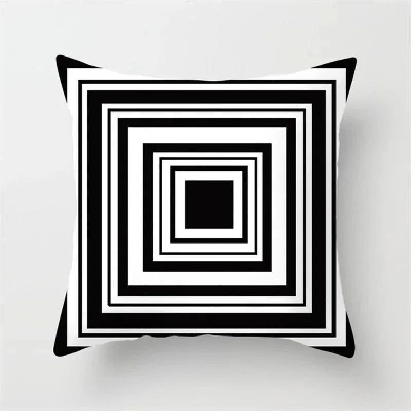 Black and White Geometric Cushion Cover – Elevate Your Home Decor with Chic Style