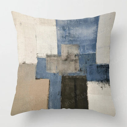 Tricolor Linen Cushion Cover – Blue, Gray and White 