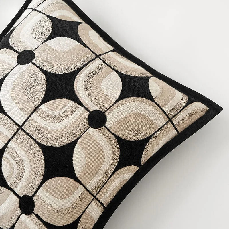 Black Khaki Geometric Cushion Cover – Modern Decorative Cushion Cover