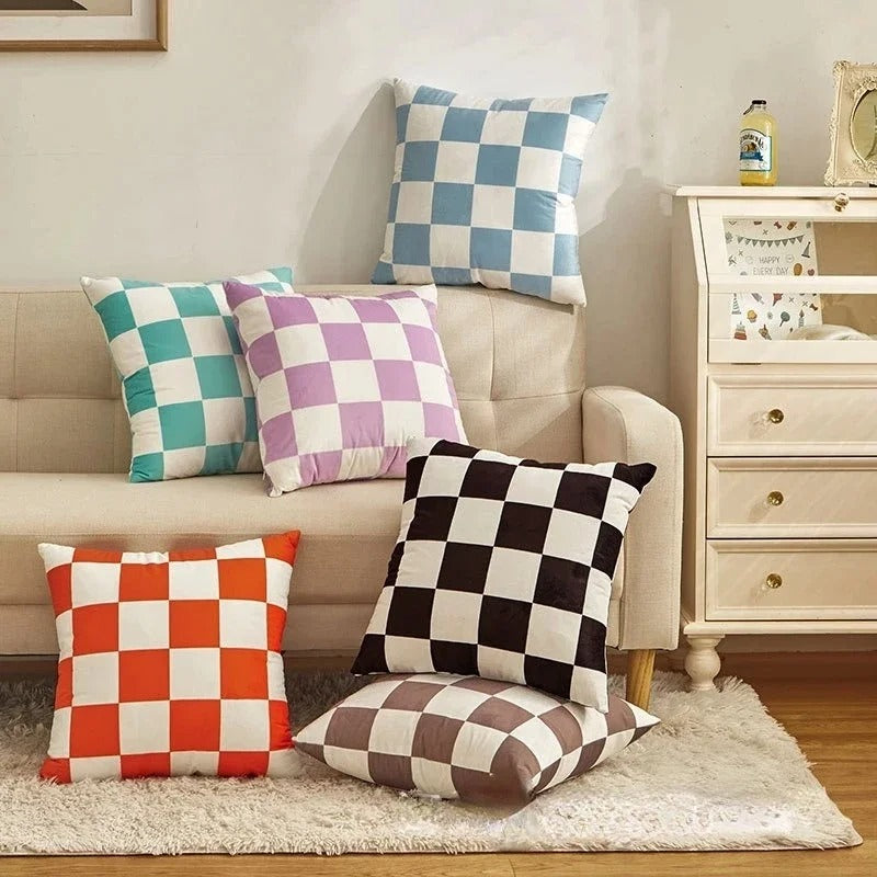 Mode Checkerboard Plaid Kussenhoes – Retro Decoratie voor Elke Ruimte