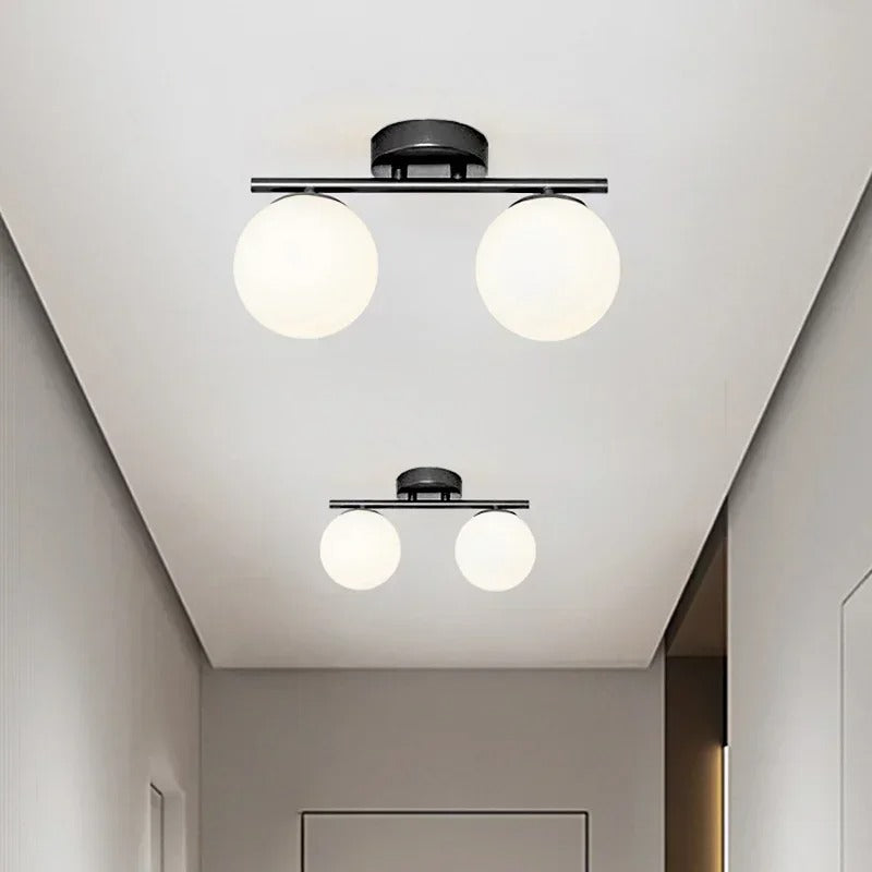 Nordic LED Glass Ceiling Light – Elegant White Ball for Any Room