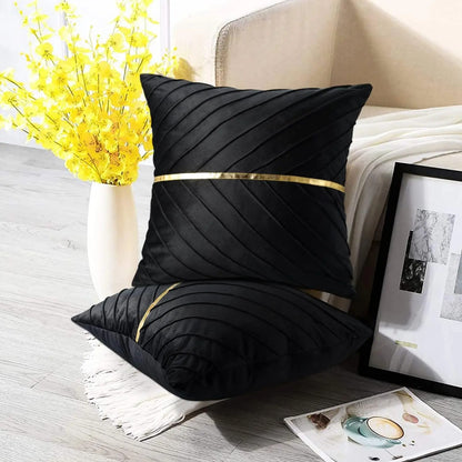 Velvet Cushion Cover with Gold Leather Sequins – Luxury Home Decor