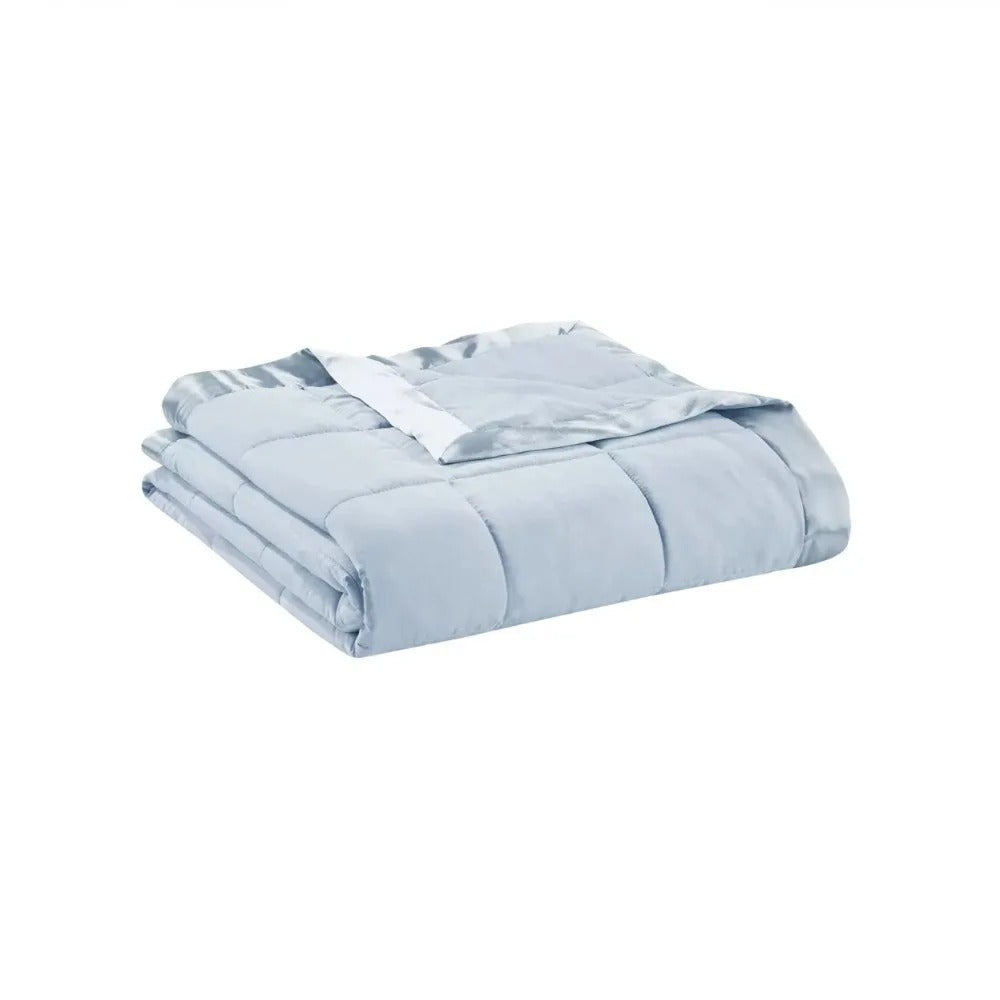 Bedspread in Prospect Blue – Lightweight Down Alternative with Satin Edge