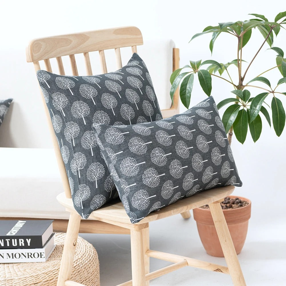 Linen Cushion Cover with Textile Print – For Living Room &amp; Bedroom