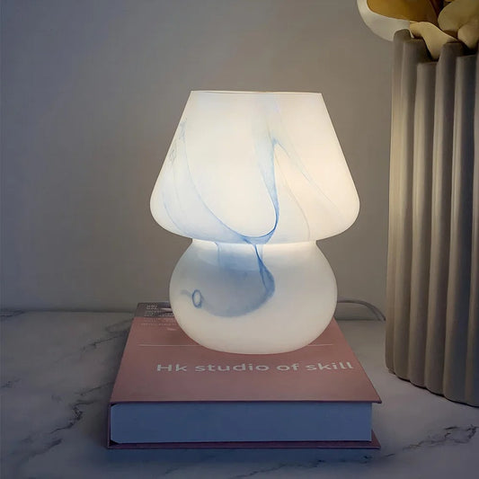 Mushroom Glass Lamp - Vintage LED Lighting for Bedroom and Interior Decoration