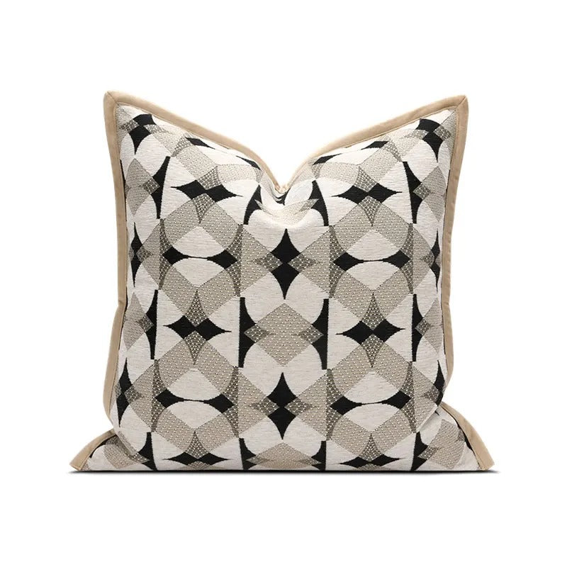 Black Khaki Geometric Cushion Cover – Modern Decorative Cushion Cover