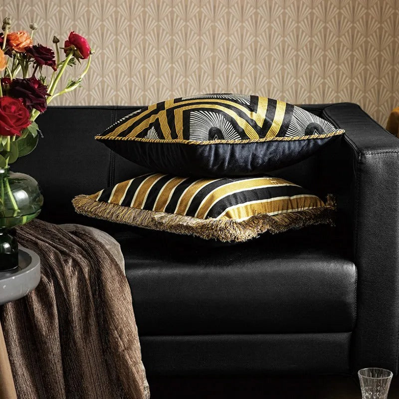 Retro Gold Cushion Cover – Luxury European Art Style with Bee Print