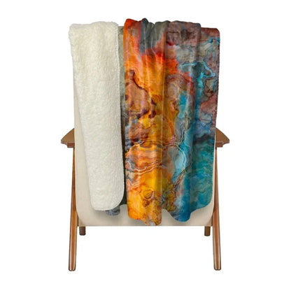 Sherpa Fleece Blanket with Abstract Art