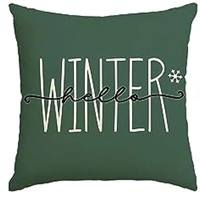 Colorful Christmas Cushion Cover – 'Merry Christmas Tree' &amp; 'Hello Winter' Design