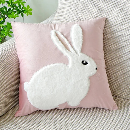 Cute Pink Bunny Cushion Cover – A Playful Touch for Your Home