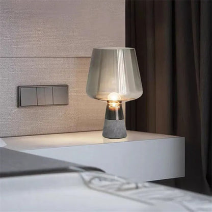 Leimu Table Lamp - Amber Glass and Concrete Base