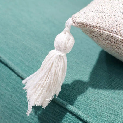 Linen Cushion Cover with Tassels – For Sofa and Bedroom