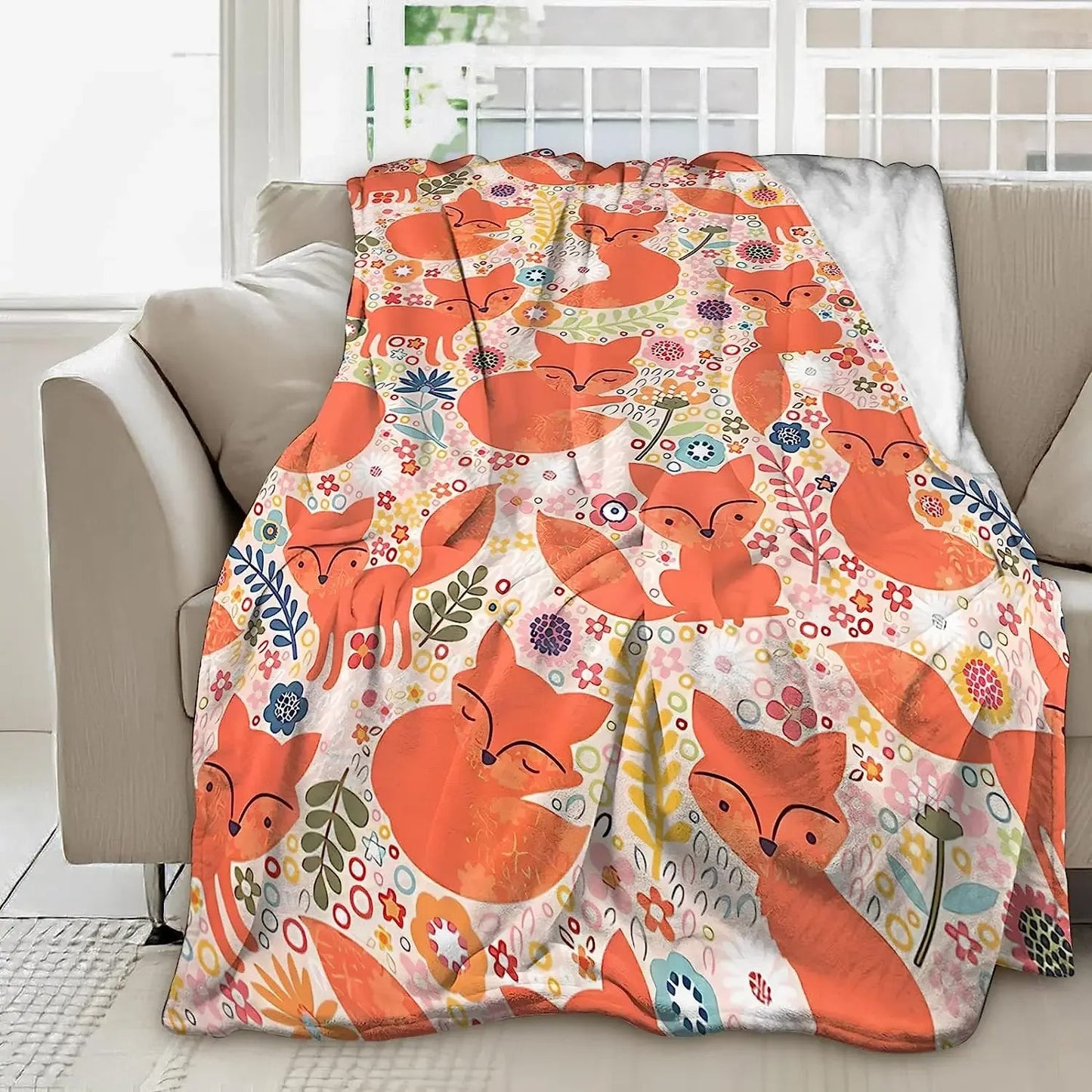 Orange Fox Blanket – Cozy Blankets for Kids and Adults 