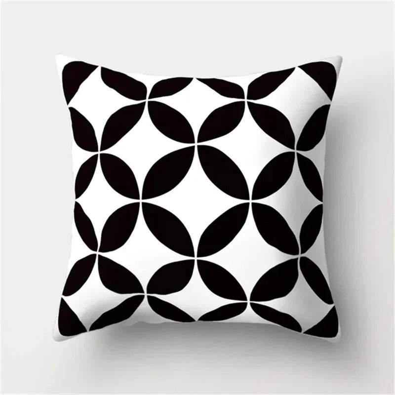 Black and White Geometric Cushion Cover – Elevate Your Home Decor with Chic Style